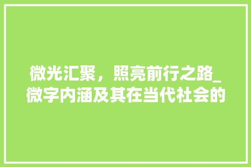 微光汇聚，照亮前行之路_微字内涵及其在当代社会的价值体现