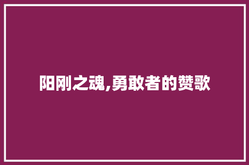 阳刚之魂,勇敢者的赞歌