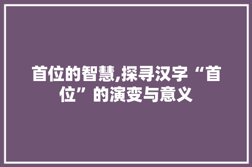 首位的智慧,探寻汉字“首位”的演变与意义