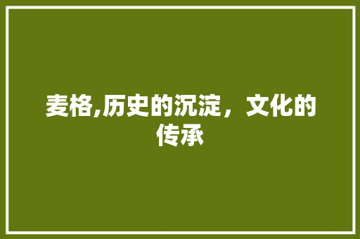 麦格,历史的沉淀，文化的传承