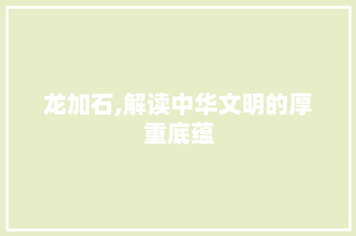龙加石,解读中华文明的厚重底蕴