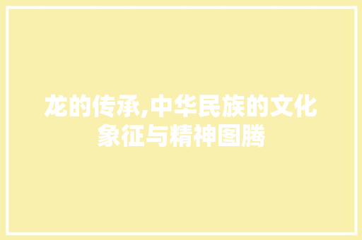 龙的传承,中华民族的文化象征与精神图腾