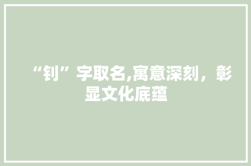“钊”字取名,寓意深刻，彰显文化底蕴