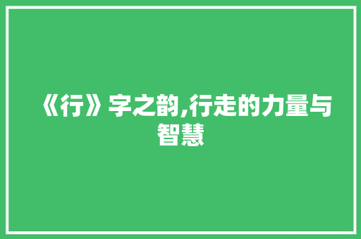 《行》字之韵,行走的力量与智慧