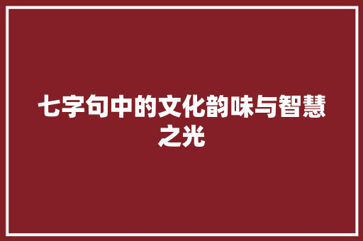 七字句中的文化韵味与智慧之光