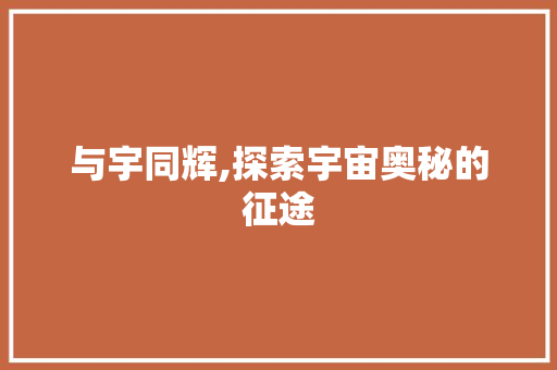 与宇同辉,探索宇宙奥秘的征途