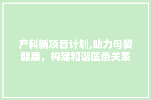 产科新项目计划,助力母婴健康，构建和谐医患关系