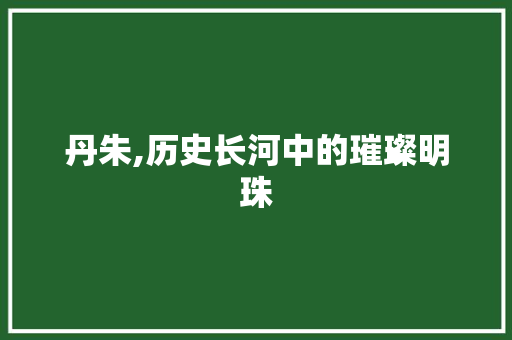 丹朱,历史长河中的璀璨明珠
