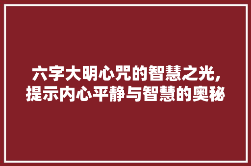 六字大明心咒的智慧之光,提示内心平静与智慧的奥秘