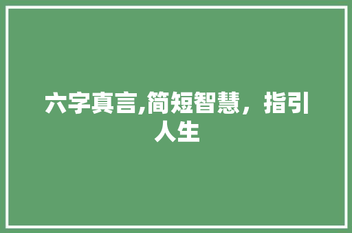 六字真言,简短智慧，指引人生
