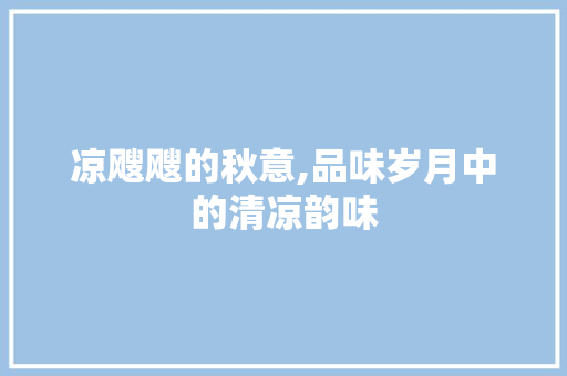 凉飕飕的秋意,品味岁月中的清凉韵味