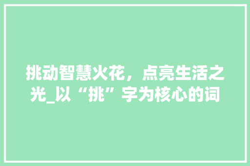 挑动智慧火花，点亮生活之光_以“挑”字为核心的词语探析