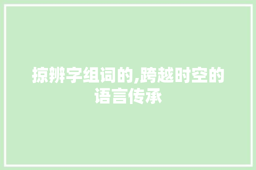 掠辨字组词的,跨越时空的语言传承