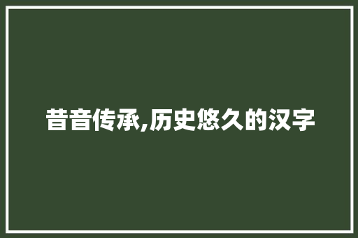 昔音传承,历史悠久的汉字