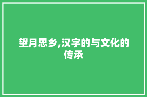 望月思乡,汉字的与文化的传承