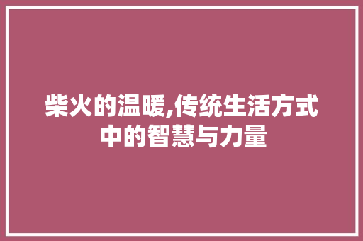 柴火的温暖,传统生活方式中的智慧与力量