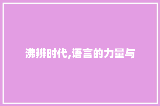 沸辨时代,语言的力量与