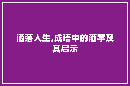 洒落人生,成语中的洒字及其启示