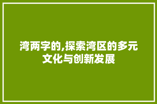 湾两字的,探索湾区的多元文化与创新发展