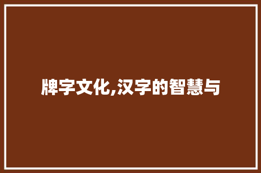 牌字文化,汉字的智慧与
