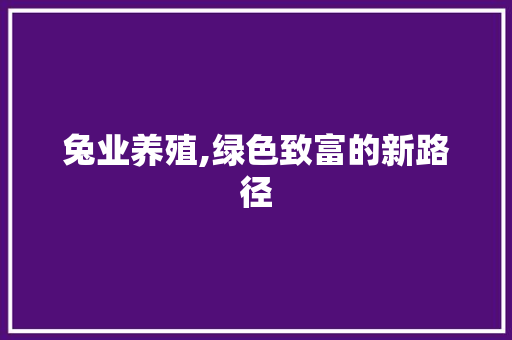 兔业养殖,绿色致富的新路径