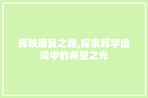 辉映康复之路,探索辉字组词中的希望之光