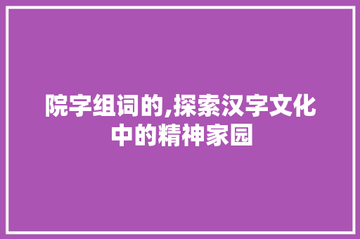 院字组词的,探索汉字文化中的精神家园