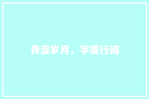 青涩岁月，字里行间