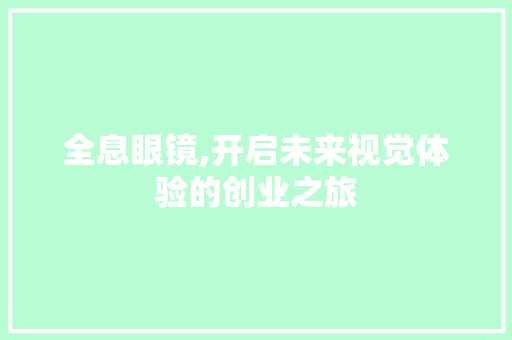全息眼镜,开启未来视觉体验的创业之旅