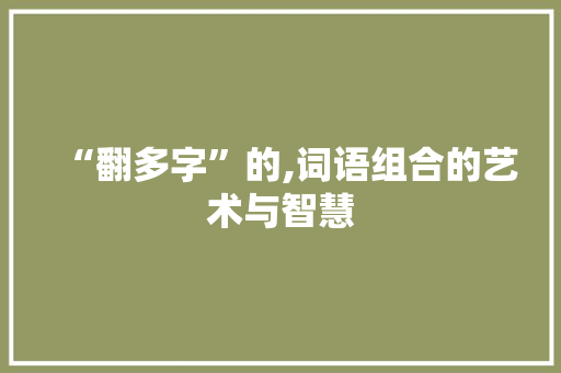 “翻多字”的,词语组合的艺术与智慧