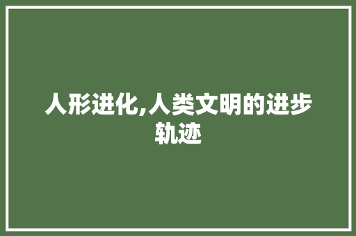 人形进化,人类文明的进步轨迹