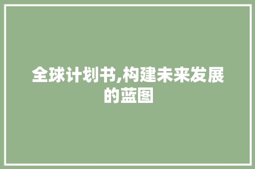 全球计划书,构建未来发展的蓝图