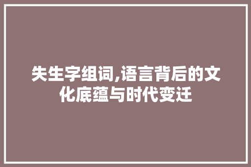 失生字组词,语言背后的文化底蕴与时代变迁