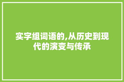 实字组词语的,从历史到现代的演变与传承