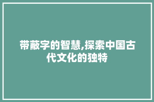 带蔽字的智慧,探索中国古代文化的独特
