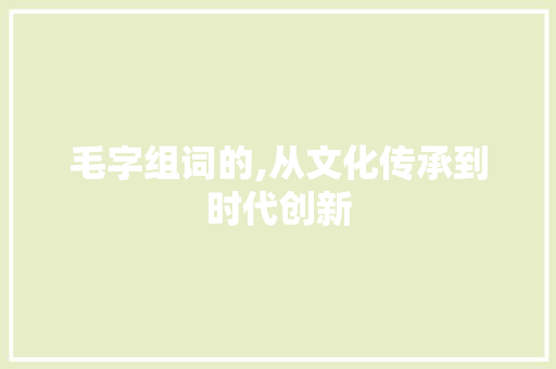 毛字组词的,从文化传承到时代创新