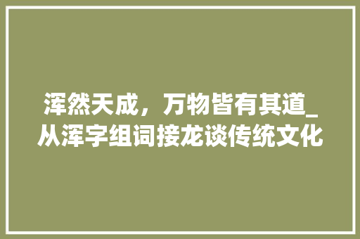 浑然天成，万物皆有其道_从浑字组词接龙谈传统文化与现代生活的交融