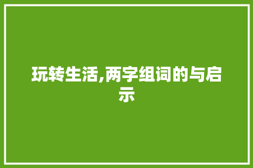 玩转生活,两字组词的与启示