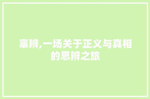 辜辨,一场关于正义与真相的思辨之旅