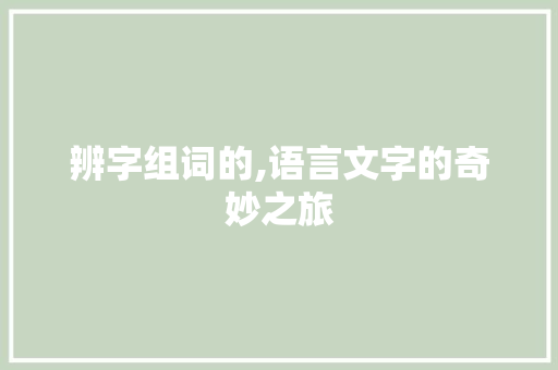 辨字组词的,语言文字的奇妙之旅