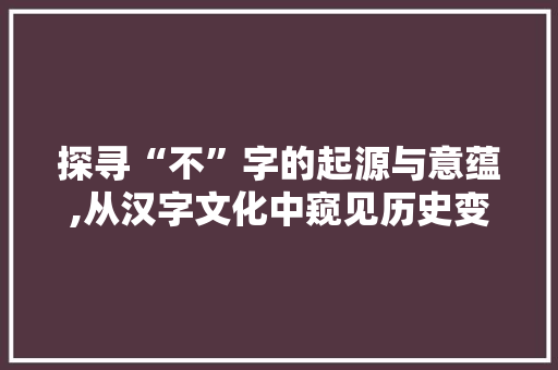 探寻“不”字的起源与意蕴,从汉字文化中窥见历史变迁
