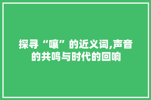 探寻“嚷”的近义词,声音的共鸣与时代的回响