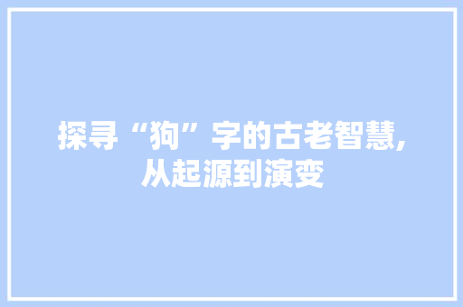 探寻“狗”字的古老智慧,从起源到演变