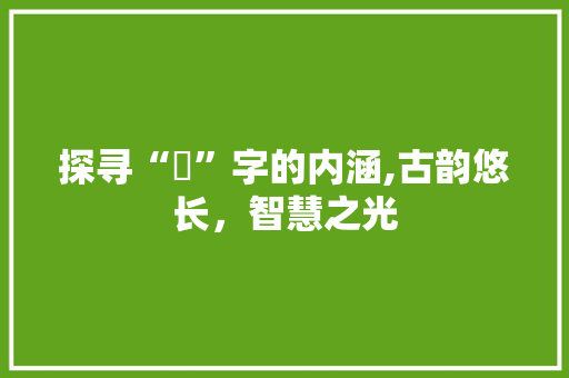 探寻“玹”字的内涵,古韵悠长，智慧之光