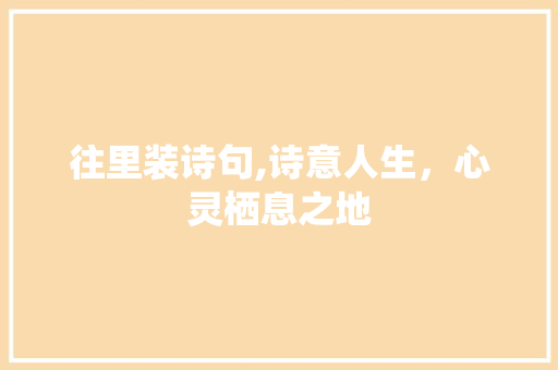 往里装诗句,诗意人生，心灵栖息之地