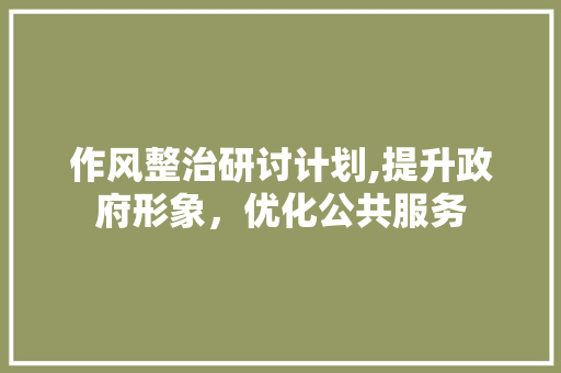 作风整治研讨计划,提升政府形象，优化公共服务