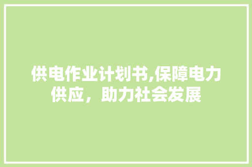 供电作业计划书,保障电力供应，助力社会发展