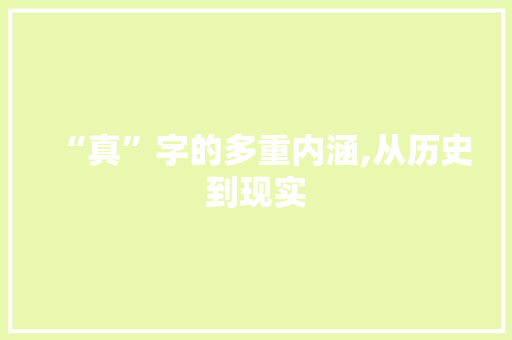 “真”字的多重内涵,从历史到现实