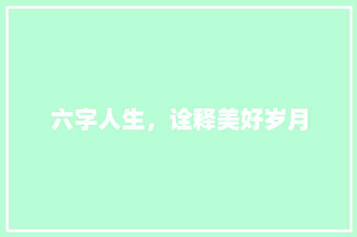 六字人生，诠释美好岁月