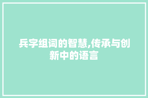兵字组词的智慧,传承与创新中的语言